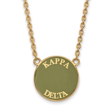 Sterling Silver w/ 14K Yellow Gold-Plated LogoArt 18in Official Licensed Greek Sororities Kappa Delta (??) Small Enamel Pendant w/Necklace Pebble Magnets, Sorority Decor, Kappa Delta Sorority, Sorority Jewelry, Delta Sorority, Zodiac Pendant Necklace, Trending Necklaces, Kappa Delta, Alpha Phi