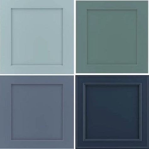 Popular Blue Kitchen Cabinet Colors, Best Blue Green Cabinet Colors, Country Blue Cabinets Kitchen, Gradient Kitchen Cabinets, Kitchen 2022 Trends Colors, Blue Kitchen Cabinet Color Ideas, Behr Blue Kitchen Cabinets, Blue And Green Kitchen Cabinets, Blue Paint Colors For Kitchen Cabinets