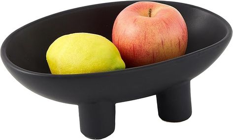 Amazon.com: Denique Ceramic Fruit Bowl for Kitchen Counter, 10inch 3-Legs Decorative Bowl for Table Decor, Ceramic Fruit Plate Snack Stand Oval Large Bowls for Fruit Breads Snack (Black) : Home & Kitchen Fruit Breads, Food Display Table, Snack Stand, Large Bowls, Ceramic Fruit Bowl, China Clay, Ceramic Fruit, Fruit Bread, Bread Snacks