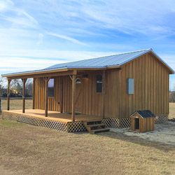 16' Portable Prebuilt Finished & Unfinished Cabins | Deer Creek Structures Prefab Cabins For Sale, Pre Built Cabins, Cabins In Texas, Building A Wooden House, Portable Cabins, Run In Shed, Retirement Living, Cabins For Sale, Prefab Cabins