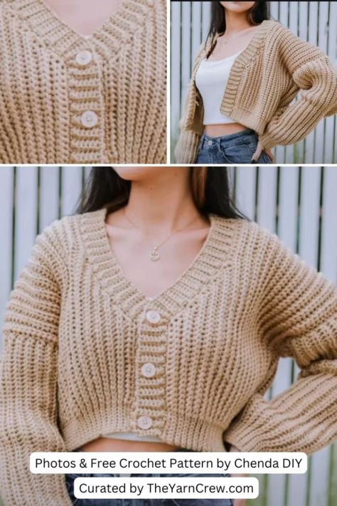 Spring Crochet Patterns Free, Crochet Cropped Sweater, Cardigan Tutorial, Crochet Dreams, Crochet Cardigan Pattern Free, Crochet Top Outfit, Crochet Jumper, Crochet Sweater Pattern Free, Sweater Patterns