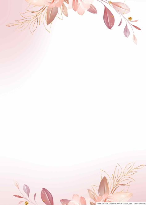 Flower Design Template, Free Wedding Templates Invitations, Wedding Card Template Background, Flower Borders Design, Wedding Card Frame Design, Pink Invitation Background, Floral Invitation Template Free, Rose Gold Invitation Template, Rose Invitation Template