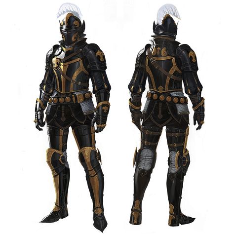 Black And Gold Knight, Gold Knight, Gold Armor, Armor Design, Historical Armor, Fantasy Sci Fi, Knight Art, Knight Armor, Dungeons And Dragons Characters