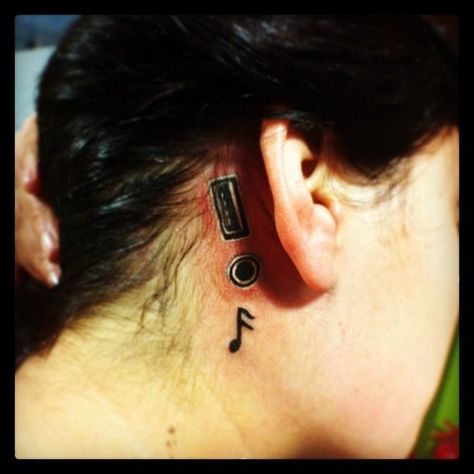 Port Tattoo, Body Mods, Ear Tattoo, Behind Ear Tattoo, Drums, Tattoos, White