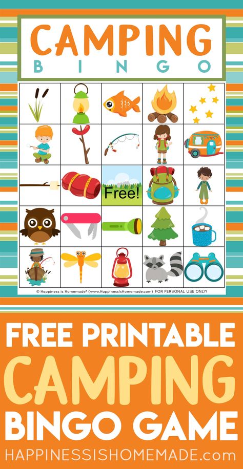 Camping Crafts Preschool, Bingo Free Printable, Camping Bingo, Camping Preschool, Road Trip Bingo, Summer Bingo, Free Printable Bingo Cards, Free Bingo Cards, Cute Camping