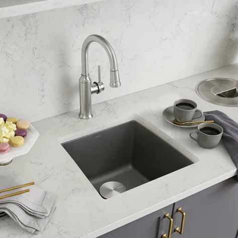 Performa SILGRANIT 17.5" L x 17'' W Undermount Bar Sink Icon Bathroom, Montana Kitchen, Bar Sinks, Undermount Bar Sink, Latest Kitchen Trends, Wall Mount Kitchen Faucet, Silgranit Sink, Semi Recessed Sink, German Wine