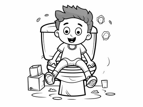 illustration of Fun toilet-training coloring page Potty Training Coloring Pages, Mandala Turtle, Family Coloring Pages, Potty Chair, Potty Time, Unique Coloring Pages, Toilet Training, Fantasy Fairy, Potty Training