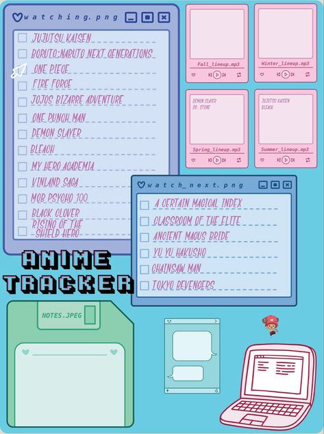 Zinnia Planner Ideas, Anime Planner, Study Tracker, Bullet Journal Prompts, Journal 2024, Bullet Journal Tracker, Ancient Magus Bride, A Certain Magical Index, Anime Watch