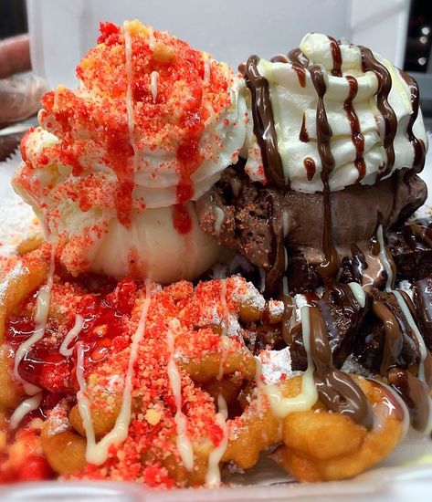 Funnel Cake Miami on Instagram: “Don’t miss us today 🤪 . . . #funnelcakemiami #Chocolate #brownies #strawberryshortcake #miamifoodporn…” Strawberry Shortcake Funnel Cake, Miss Us, Unique Desserts, Funnel Cake, Chocolate Brownies, Strawberry Shortcake, Funnel, Brownies, Dessert Recipes