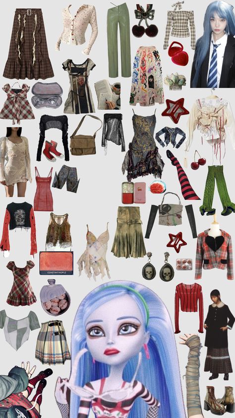 Ghoulia Yelps Style Guide #monsterhigh #monsterhighghoulia #ghouliayelps #stylemoodboard Ghoulia Yelps Outfit, Monster High Ghoulia, Ghoulia Yelps, Style Guide, Monster High, Style Guides, Outfit Inspirations