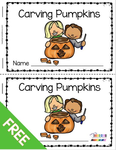 FREE Carving Pumpkins Emergent Reader - Mini book print and read - small reading groups for - easy no prep plans for small guided reading groups - Halloween and Pumpkin Reading Activities for pre-k kindergarten and first grade #kindergartenreading #firstgradereading #prek Pumpkin Ela Activities, Pumpkin Emergent Reader Free, Halloween Emergent Reader Free, Small Group Reading Activities 1st Grade, Pumpkin Reading Activities, Halloween First Grade, Pumpkin Emergent Reader, Pumpkin Reading, Halloween Reading