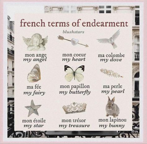 Love Letter In French, French Endearment, How To Write A Love Letter, French Quotes Aesthetic, French Words Aesthetic, French Love Phrases, Pretty French Words, Cute French Words, French Terms