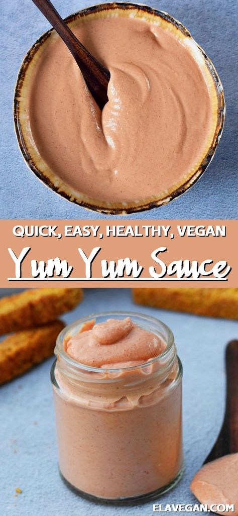 Yum Sauce Recipe, Yum Yum Sauce Recipe, Ella Vegan, Vegan Sauce Recipes, Dairy Free Sauces, Gluten Free Sauces, Yum Sauce, Vegan Dressing, Yum Yum Sauce