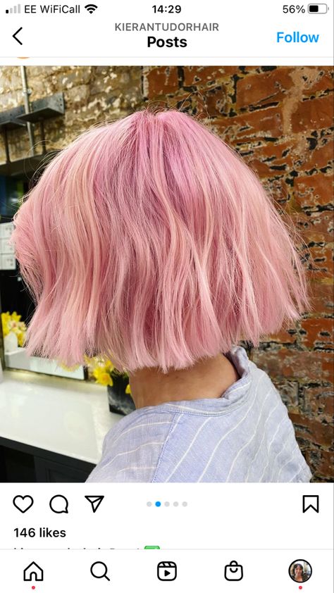 Coloured Bob Hair, Light Pink Bob Hair, Pastel Pink Bob Hair, Short Colourful Hair, Light Pink Hair Short, Cool Toned Pink Hair, Short Light Pink Hair, Light Pink Short Hair, Pastel Bob Hair