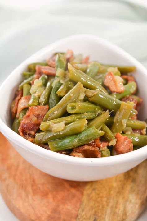 Smothered Green Beans - From Gate To Plate Smothered Green Beans, Fresh Green Beans, Green Bean Casserole, Bean Casserole, Green Bean, Vegetable Sides, Fresh Green, Paleo Gluten Free, Green Beans