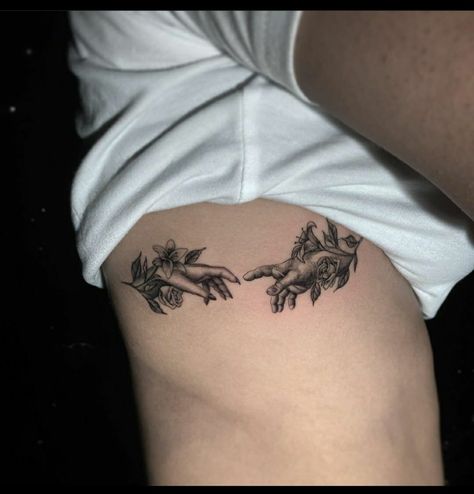 #floral #creationofadam #creationofeve #creationofadamfloral Adam And Eve Tattoo Ideas, Adam And Eve Tattoo, Eve Tattoo, Arm Tattoos Black, Tattoo Free, Arm Sleeve Tattoos For Women, Hands Tattoo, Tattoos Black, 4 Tattoo