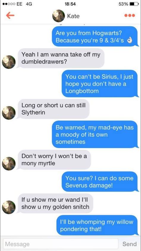 Pickup Lines Text Messages, Does He Like Me, Tinder Pick Up Lines, Signs Guys Like You, Tinder Humor, Need Quotes, Play Hacks, Pick Up Lines Funny, Harry Potter Puns