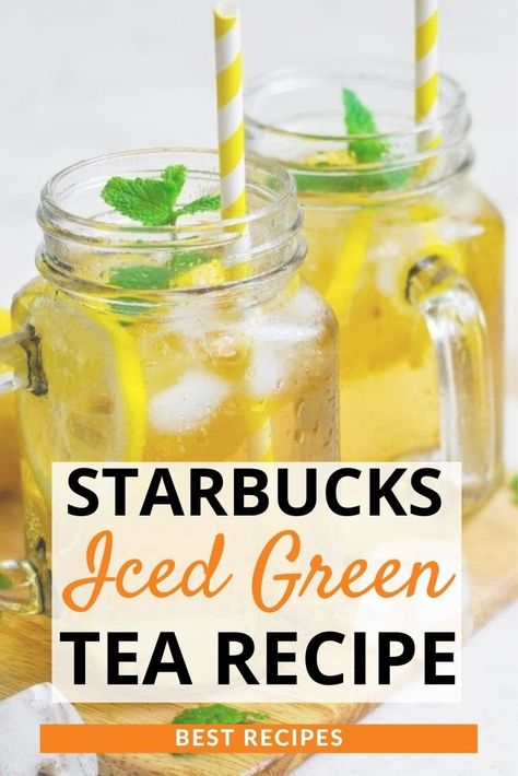 Sweet Green Tea Recipe, Starbucks Iced Green Tea, Green Tea Lemonade Recipe, Iced Green Tea Recipe, Sweet Green Tea, Cold Green Tea, Starbucks Green Tea, Turmeric Lemonade, Homemade Starbucks