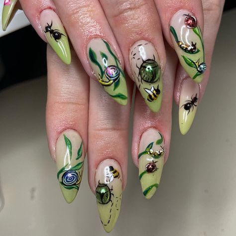 BUG NAILS!!!! 🐞🐛🐜🦟🪲🪳🕷️ (service: gel-x extensions + artist’s choice art) . . . . . #beginnertech #brisbanenails #brisbanenailtech #gelx #gelxnails #gelnails #trendingnails #fyp #viral #trendingnailart #grwm #apresgelx #apresgelxnails #après #BIAB #pinterestnails #fyp #foryoupage #explore #nailtrends #nailartist #nailtech #bugnails #bugnailart Bug Nails Art, Beetle Nail Art, Bug Nail Art, Insect Nails, Bug Nails, Medium Almond, Nail Artist, Nail Tech, Nail Trends