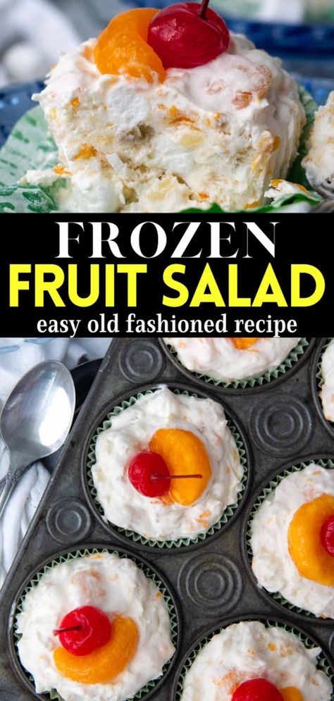 Frozen Fruit Salad Salad With Bananas, Old Fashioned Fruit Salad, Mamagourmand Recipes, Frozen Fruit Salad, Frozen Fruit Salads, Jello Salads, Cheesecake Oreo, Homemade Strawberry Sauce, Fruit Salad Recipe