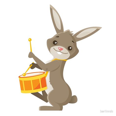 Summer Symbols, Drums Cartoon, Drum Drawing, Woodland Mural, Drums Wallpaper, Playing The Drums, Cute Cartoon Rabbit, Playing Drums, Dancing Art