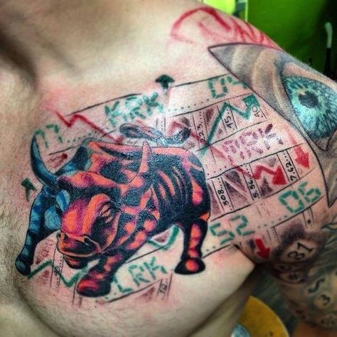 Stock market trading tattoo ideas bull and bear Stock Market Tattoo, Trading Tattoo, Tattoo Bull, Bear Vs Bull, Tattoo Money, Tattoos Chest, Bull Tattoo, Bull And Bear, Stock Market Trading