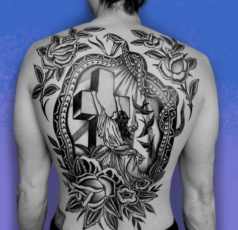 Rock Of Ages Tattoo, Chest And Back Tattoo, Sailor Tattoos, Sailor Tattoo, Peacock Tattoo, Tattoo Back, Rock Of Ages, Traditional Tattoos, Body Tattoos