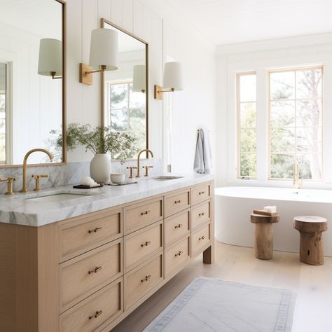 How to Incorporate Studio McGee Style into Your Irish Home Bathroom Ideas Mcgee, Bathroom Design Studio Mcgee, Bathroom Ideas Studio Mcgee, Dream Primary Bathroom, Studio Mc Gee Bathroom, Bathroom With Oak Floors, Studio Mcgee Bathroom Ideas, Shea Mcgee Bathroom, Bathroom Mcgee