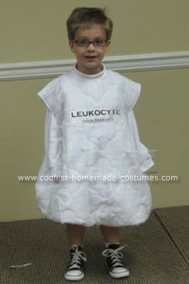 Homemade Leukocyte and the Germ Costume: My 4 year old son LOVES germs and bacteria. He told me he wanted to be a white Blood Cell (a leukocyte) and he wanted his little brother to be the germ Germ Costume, White Blood Cell, Street Image, White Blood, Homemade Costumes, White Blood Cells, Life Support, Blood Cells, Little Brother