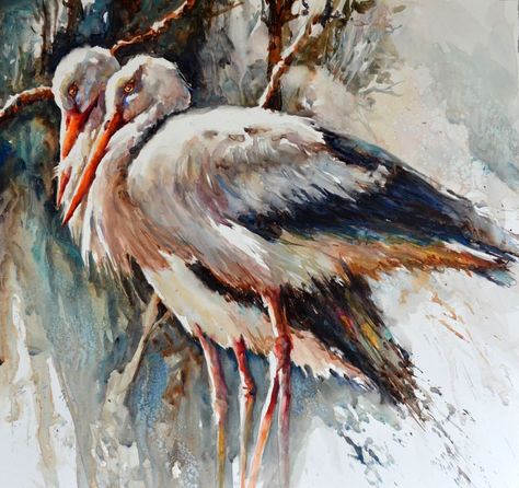 Bev Jozwiak | WATERCOLOR | Whooping Cranes Crane Drawing, Whooping Crane, Black And White Birds, Watercolor Birds, Animal Portraits Art, More Is More, Watercolor Sunset, White Bird, Watercolor Bird