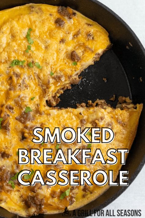 Everyone knows that breakfast is the most important meal of the day. Once you make this Smoked Breakfast Casserole, it's going to be your favorite time of the day, too. The first bite will have you hooked and going back for seconds. This simple breakfast recipe is one that everyone will enjoy. Breakfast On The Traeger, Pellet Smoker Breakfast Recipes, Smoker Breakfast Casserole, Traeger Grill Recipes Breakfast, Breakfast On Smoker, Breakfast Smoker Recipes, Smoked Breakfast Casserole, Pellet Grill Breakfast Recipes, Breakfast On The Smoker