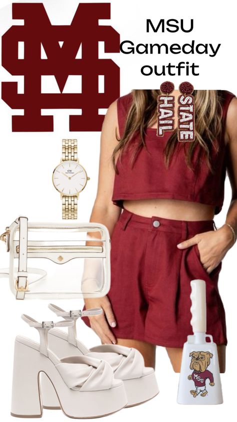 MISSISSIPPI STATE COLLEGE GAMEDAY OUTFIT INSPO #outfitinspo #COLLEGE #collegegameoutfit #collegefootball #secfootball #MISSISSIPPISTATE #collegeoutfits #gamedayoutfitinspo #gamedayfit #MSU #maroonoutfit College Gameday Outfits, Maroon Outfit, Gameday Outfits, College Gameday, Sec Football, College Games, Mississippi State, State College, Gameday Outfit