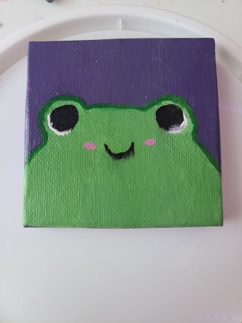 Frog painting on mini canvas Mini Tela, Cute Easy Paintings, Lip Filler, Simple Canvas Paintings, Cute Canvas Paintings, Easy Canvas Art, Easy Doodle Art, Canvas Painting Designs, Cute Paintings