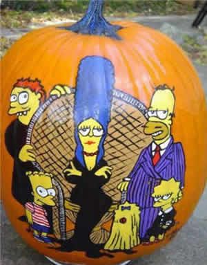 The Addams Simpson Family Simpsons Pumpkin Painting, Halloween Witch Decorations, Trick R Treat, Halloween Pumpkins Painted, Halloween Yard, Halloween Cartoons, Witch Decor, Pumpkin Art, Pumpkin Faces