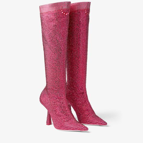 SAILOR MOON CRYSTAL BOOT 100 | Moon Pink Mix Stretch Jersey Boots with Crystals | Jimmy Choo / Sailor Moon Jimmy Choo Sailor Moon, Embroidery Heels, Jimmy Choo Boots, Sailor Moon S, Fancy Heels, Catty Noir, Jimmy Choo Heels, Moon Collection, Pretty Guardian Sailor Moon