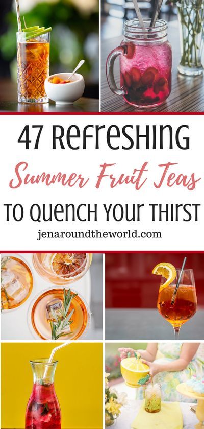 Need a refreshing tea drink for the summer? Check out this list of over 47 different fruit tea recipes Tea Based Drinks, Summer Teas, Cold Tea Recipes, Flavored Tea Recipes, Sun Tea Recipes, Summer Tea Recipes, Fruit Tea Recipes, Tea Infusion Recipes, Sweet Tea Recipes