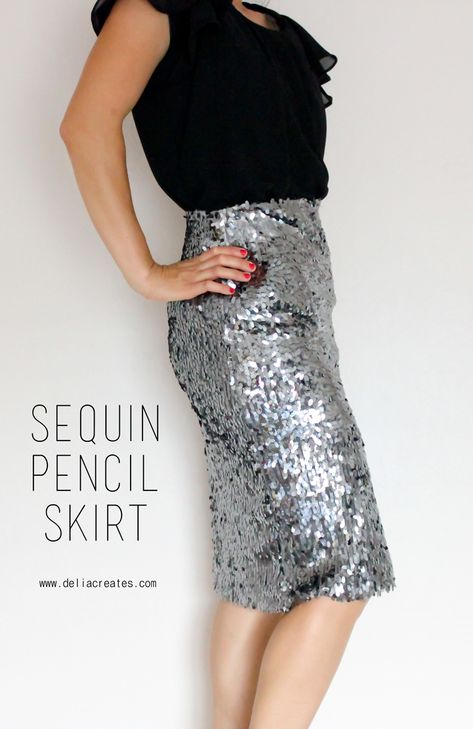 Diy Christmas Outfit, Pencil Skirt Tutorial, Sequin Pencil Skirt, Skirt Tutorial, Sequin Outfit, Trendy Skirts, Refashion Clothes, Sequin Fabric, Jacket Pattern