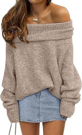 Crewneck Sweaters, Off The Shoulder Sweater, Sweater Oversized, Loose Pullover, Knit Crewneck, Batwing Sleeve, Shoulder Sweater, Cable Knit, Pullover Sweaters