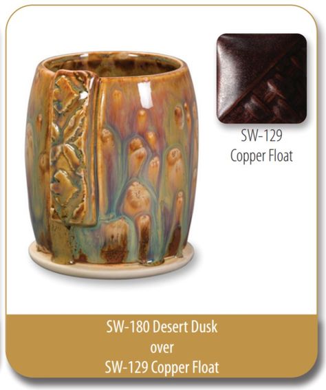 Mayco Desert Dusk over Copper Float Cone 6 Mayco Glaze Combinations, Mayco Glaze, Glaze Combinations, Amaco Glazes, Ceramic Glaze Recipes, Glaze Recipe, Pottery Glazes, May I, Ceramic Pottery