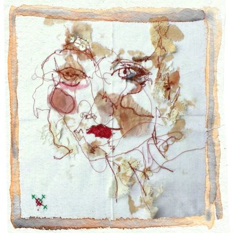 Ailish Henderson: Sunday morning flowers (one of my Lady-chief designs), 2018, Hand embroidered collage on vintage hankie, digitally printed onto Silk Satin Stitch Collage, Fine Art Textiles, Collage Portrait, Textile Artist, Eco Printing, Irish Linen, Digital Print Fabric, Textile Artists, Fabric Art