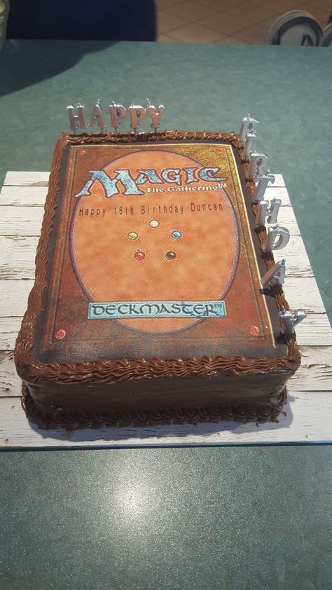 Magic The Gathering Cake Ideas, Mtg Cake, Magic The Gathering Cake, Nerd Party, Happy 16th Birthday, 10th Birthday Parties, 10th Birthday, Magic The Gathering, 16th Birthday