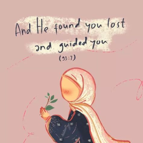 Hestunim on Instagram: "And He found you lost and guided you (93:7) #quranverses #quotes #qotd #dailyreminder #dailyquotes #selfreminder #facelessillustration #muslimillustrator #picturebook #hijablife #freelanceillustrator" And He Found U Lost And Guided You, He Found You Lost And Guided You Quran, Aesthetic Stuff, Self Reminder, Found You, Quran Verses, Freelance Illustrator, Daily Reminder, Daily Quotes