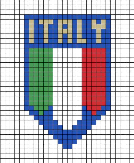 A pixel art template of the Italian sports logo. Specifically used within football (soccer). Soccer Pixel Art, Football Pixel Art, Pixel Art Football, Pixel Art Logo, Italy Football, Italy Logo, Art Football, Beaded Flowers Patterns, Graph Paper Drawings