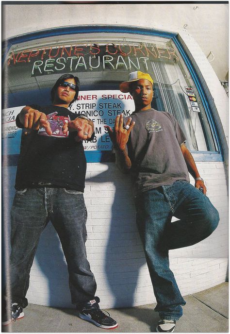 The Neptunes, Streetwear Photoshoot, My Hood, Rap Aesthetic, 90s Hip Hop, Mens Outfit Inspiration, Photoshoot Concept, Hip Hop Culture, Pharrell Williams