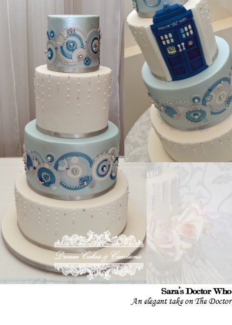 Doctor who and the rings of Gallifray (hope I've spelt it correctly)                                                                                                                                                      More Doctor Who Cake, Dr Who Cake, Doctor Who Cakes, Nerdy Wedding Cakes, Doctor Who Craft, Doctor Who Wedding, Nerd Wedding, Geeky Wedding, Nerdy Wedding