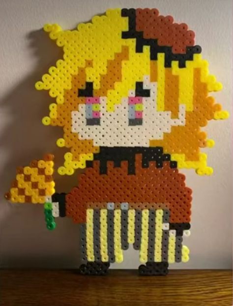 Giyuu Perler Beads, Nezuko Perler Beads, Demon Slayer Perler Bead Patterns, Demon Slayer Perler Beads, Anime Perler Bead Patterns, Melty Bead Designs, Melty Bead Patterns, Pearl Beads Pattern, Easy Perler Beads Ideas