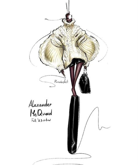 Alexander Mcqueen Sketches, Alexander Mcqueen Illustration, Mcqueen Sketches, Mcqueen Runway, Alexander Mcqueen Runway, Fashion Figure, Drawing Fashion, Fashion Design Patterns, Fashion Illustration Dresses