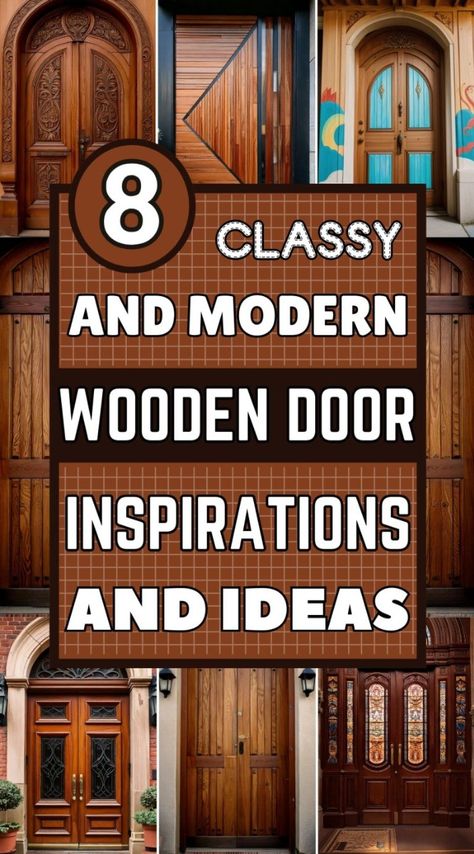 Exploring the era of stunning wooden door design offers a variety of styles that can enhance any aesthetic preference or architectural need. With options ranging from the traditional and intricately carved to the sleek and modern with asymmetrical wooden strips. Diy Wooden Front Door, Wooden Entry Doors, Main Entrance Wooden Doors, Unique Door Design, Entrance Table Decor, Wood Front Entry Doors, Rustic Wood Doors, Door Design Ideas, Modern Wooden Doors