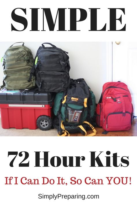 Simple 72 Hour Kits are geared to each individual person's needs. Here's a step by step plan to create Simple 72 Hour Kits. Lds 72 Hour Kit Checklist, Go Bags Emergency 72 Hour Kits, Emergency Go Bag Checklist, Family Emergency Kit, 72 Hour Kit, 72 Hour Emergency Kit, Emergency Prepardness, 72 Hour Kits, Emergency Preparedness Kit