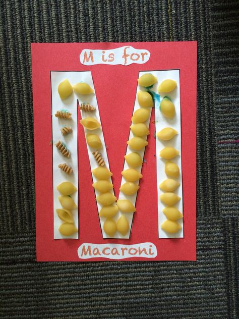 M Is For Macaroni, Letter M Activities For Toddlers, Macaroni Crafts For Kids, Dayhome Activities, Aa Letter, Letter M Activities, Macaroni Art, Macaroni Crafts, Craft Toddler